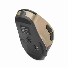 Mouse Getttech Ggm-stdbw-01-gd 6 Botones, 7200 Dpi, Interfaz Rf Inalámbrico + Bluetooth, Color Negro, Oro