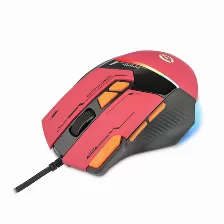 Mouse Getttech Gpm-rgbwr-g1-rd 8 Botones, 7200 Dpi, Interfaz Usb Tipo A, Color Naranja, Rojo