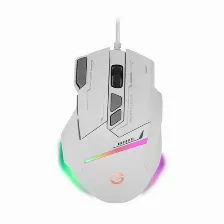 Mouse Getttech Gpm-rgbwr-g1-wh 8 Botones, 7200 Dpi, Interfaz Usb Tipo A, Color Gris, Blanco