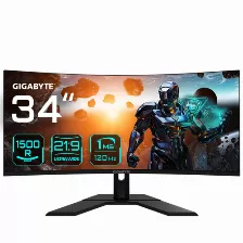 Monitor Gigabyte Gs34wqc Lcd, 34 Pulg, 2/hdmi, 1/dp, 3440 X 1440 Pixeles, 1ms, 120hz, Curvo, Negro