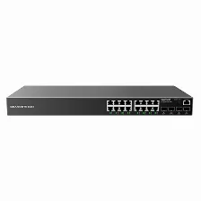 Switch Grandstream Networks Gwn7802p Gestionado, L2+, Cantidad De Puertos 16, (poe +) 16, Gigabit Ethernet (10/100/1000), 40 Gbit/s, Snmp, 2u, Negro