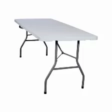 Mesa Plegable Modamob 2.40 Metros, 240x76x74cm, Base 4.35cm, Tubo 28x1.0mm, Blanca Dano Fisico Leve