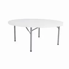 Mesa Redonda Modamob Plegable, 1.52mts, 152x74cm, Base 4.5cm, Tubo 28x1.0mm, Blanco