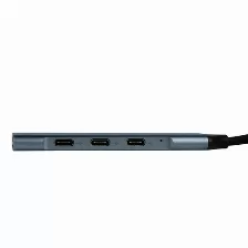 Hub Concentrador De Puertos Vorago Hub-205, Usb Tipo C Con Adaptador Usb, 3/usb-c, 1/usb 3.0, Gris