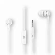 Audífonos Motorola Earbuds 105 Intra Auditivo Para Llamadas/música, Micrófono Integrado, Conectividad Alámbrico, Conector De 3.5 Mm Si, Color Blanco