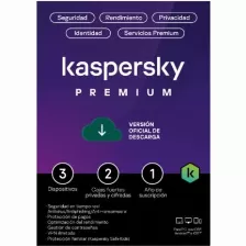 Licencia Kaspersky Premium + Customer Support / 3 Dispositivos / 2 Cuentas Kpm / 1 Ano / Base