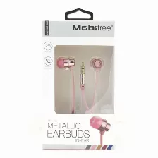 Audífonos Mobifree Mm-100 Intra Auditivo Para Llamadas/música, Micrófono En Línea, Conectividad Alámbrico, Conector De 3.5 Mm Si, Color Rosa