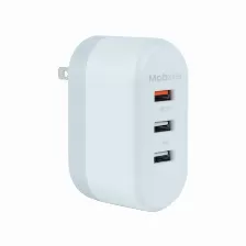 Cargador Mobifree Mb-923378 100 - 240 V, Universal, Tipo De Cargador Interior, 3x Usb 2.0, Carga Rápida Si, Color Blanco