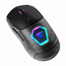 Mouse Gamer Game Factor Mow700, Inalambrico, 26000dpi, 2.4g+bt, Pixart 3395, Rgb, Negro, Carcasas Intercambiables