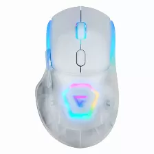 Mouse Optico Inalambrico Game Factor Mow700, 26000dpi, 2.4g+bt, Pixart 3395, Rgb, Blanco, Carcasas Intercambiables