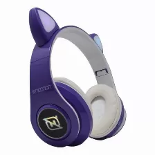 Audífonos Necnon Nbh-07 Diadema Para Llamadas/música, Micrófono Integrado, Conectividad Inalámbrico Y Alámbrico, Conector De 3.5 Mm Si, Color Púrpura, Blanco