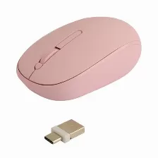 Mouse Perfect Choice Pc-045182 2 Botones, 1000 Dpi, Interfaz Rf Wireless + Usb Type-c, 10 M, Batería Aa, Color Rosa