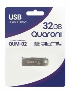 Memoria Usb Quaroni Qum-02 32 Gb Usb Tipo A, 2.0, Color Acero Inoxidable