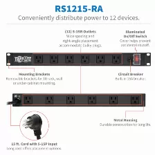 Sistema De Alimentacion Tripp Lite Voltaje 120 V, Conexion 12 X Nema 5-15r, Cable De 4.5 M, Capacidad Del Rack 1u, Color Negro