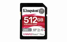 Memoria Kingston Technology Canvas React Plus 512 Gb Sdxc, Clase 10, Uhs-ii, Hasta 280 Mb/s
