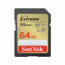 Memoria Sandisk Extreme 64 Gb Sdxc, Clase 10, Uhs-i, Hasta 170 Mb/s