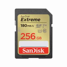 Memoria Sandisk Extreme 256 Gb Sdxc, Clase 10, Uhs-i, Hasta 180 Mb/s