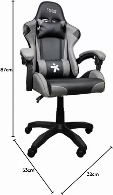 Silla Gamer Stylos Sgsi02b, Reposa Brazos, Hasta 115 Kg, Negro/gris