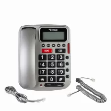 Teléfono Steren Tel-235, Teléfono Dect, Terminal Con Conexión Por Cable, Altavoz, Identificador De Llamadas, Plata