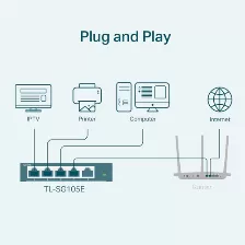 Switch | Tp-link | Tl-sg105e | 5 Puertos | Gigabit | Plug And Play