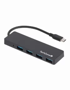 Hub Techzone Connect Hub 3.0 Interfaz Usb 3.2 Gen 1 (3.1 Gen 1) Type-c, Acrilonitrilo Butadieno Estireno (abs), Cantidad De Puertos 4, Velocidad 500 Mbit/s, Color Negro