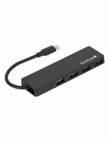 Hub Techzone Connect Hub 3.0 Interfaz Usb 3.2 Gen 1 (3.1 Gen 1) Type-c, Acrilonitrilo Butadieno Estireno (abs), Cantidad De Puertos 4, Velocidad 500 Mbit/s, Color Negro