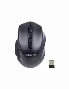 Mouse Techzone Tzmoug205-ina óptico, 6 Botones, 3200 Dpi, Interfaz Rf Inalámbrico, 15 M, Batería Aa, Color Negro