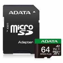 Memoria Micro Sd Adata Speed Plus, 64 Gb, Velocidad 160 Mb/s, Class 10