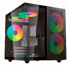 Gabinete Gamer Xzeal Cubo, Ventana Cristal, 2x Vent Frontales, 1x Vent Trasero 120mm, Negro Reparado (refurbished)