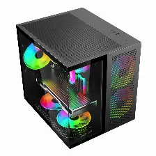 Gabinete Gamer Xzeal Cubo, Ventana Cristal, 2x Vent Frontales, 1x Vent Trasero 120mm, Negro Reparado (refurbished)