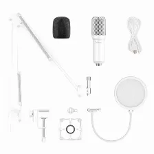 Kit De Microfono Xzeal Xz-260, Omnidireccional, Usb, Filtro Antipop, Blanco