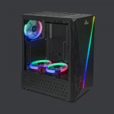 Gabinete Yeyian Ych-lar7-01bk Midi Tower, Pc, Soporta Atx, Micro Atx, 7 Ranuras De Expansión, Color Negro, Ventana Lateral Si, Iluminación Si, Fuente De Alimentación No, Ventiladores Traseros 1x 12...