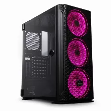 Gabinete Para Pc Yeyian Hollow 2500 Midi Tower, Ventana Lateral, Ventiladores Frontales 3x 140 Mm, Color Negro