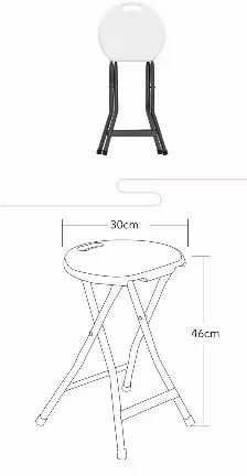 Banco Modamob Plegable Diametro 30cm, Altura 46cm, Blanco